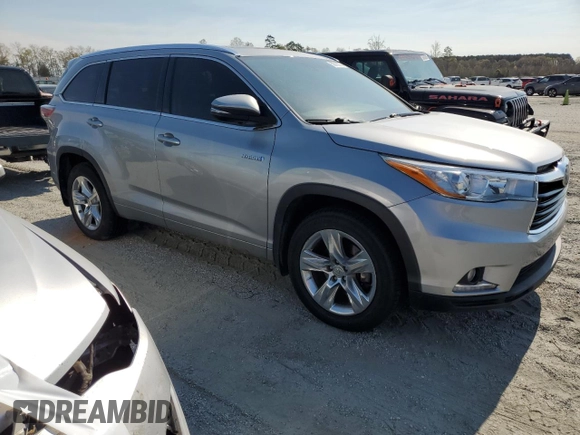 2015 Toyota Highlander Hybrid Limited with VIN 5TDDCRFH1FS009581, listed as a Copart auction lot 50916075 with 160,215 mi miles and Clean Title. Bid and sale history available at carsss.com. Image 4.