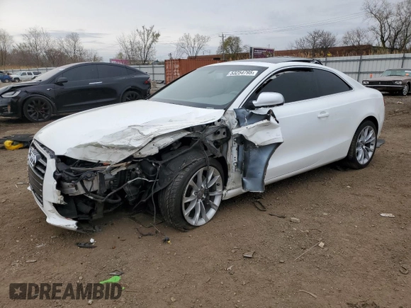 2013 Audi A5 Premium with VIN WAUCFAFR2DA018360, listed as a Copart auction lot 53254795 with Not provided miles and Salvage title. Bid and sale history available at DreamBid. Image 1.
