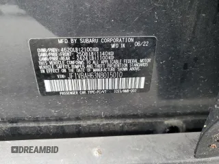 2022 Subaru WRX Premium with VIN JF1VBAH63N8015010, listed as a Copart auction lot 57889445 with 19,737 mi miles and Salvage title. Bid and sale history available at DreamBid. Image 12.