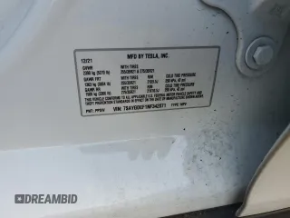 2022 Tesla Model Y Performance with VIN 7SAYGDEF1NF342071, listed as a Copart auction lot 43084905 with 30,534 mi miles and Salvage Title. Bid and sale history available at DreamBid. Image 14.