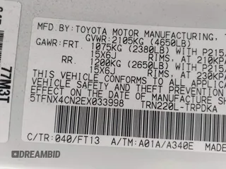 2014 Toyota Tacoma with VIN 5TFNX4CN2EX033998, listed as a IAAI auction lot 41741552 with 160,576 mi miles and . Bid and sale history available at DreamBid. Image 9.