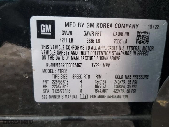 2023 Buick Encore GX Preferred with VIN KL4MMBS28PB052467, listed as a Copart auction lot 43436915 with 14,183 mi miles and Salvage Title. Bid and sale history available at carsss.com. Image 13.