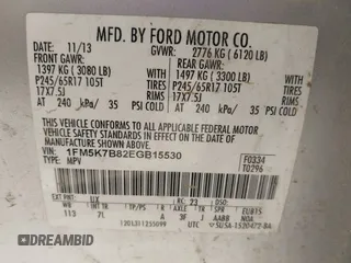 2014 Ford Explorer with VIN 1FM5K7B82EGB15530, listed as a IAAI auction lot 41817982 with 215,161 mi miles and . Bid and sale history available at DreamBid. Image 9.