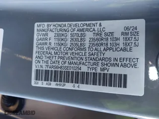 2025 Honda CR-V Hybrid Sport-L with VIN 7FARS6H83SE010254, listed as a IAAI auction lot 41631267 with 1,019 mi miles. Bid and sale history available at carsss.com. Image 9.
