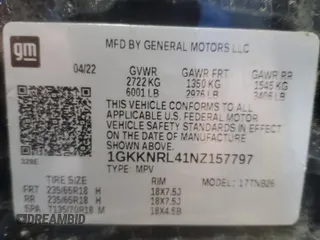 2022 GMC Acadia SLE z VIN 1GKKNRL41NZ157797, wystawiony jako Copart lot #49154635 z przebiegiem 40 263 mil mil oraz Szkoda całkowita • Salvage title. Historia ofert i sprzedaży dostępna na DreamBid. Obrazek 13.
