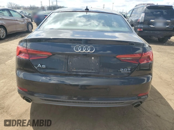 2018 Audi A5 Premium Plus with VIN WAUTNAF57JA005549, listed as a Copart auction lot 53814335 with 181,615 mi miles and Clean Title. Bid and sale history available at DreamBid. Image 6.