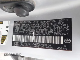 2010 Toyota Prius II with VIN JTDKN3DU2A0152775, listed as a IAAI auction lot 42047386 with 172,994 mi miles and . Bid and sale history available at DreamBid. Image 9.