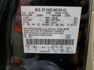 2009 Mercury Mariner Premier with VIN 4M2CU97G39KJ24459, listed as a Copart auction lot 83041574 with 123,437 mi miles and Salvage Title. Bid and sale history available at carsss.com. Image 13.
