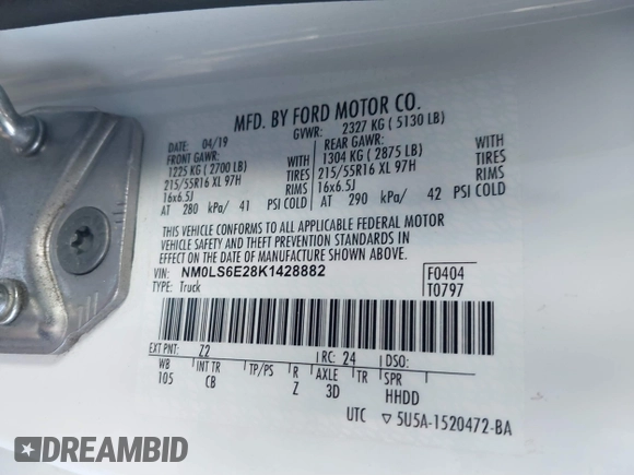 2019 Ford Transit Connect XL с VIN NM0LS6E28K1428882, выставлен на аукционе IAAI как лот 40960761 с пробегом 98 466 миль миль и . История ставок и продаж доступна на DreamBid. Изображение 9.