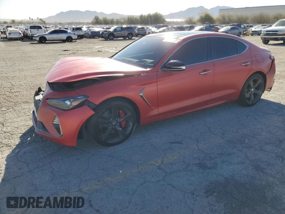 2019 Genesis G70 Advanced with VIN KMTG34LE5KU021265, listed as a Copart auction lot 48575855 with 52,650 mi miles and Salvage Title. Bid and sale history available at carsss.com. Image 1.