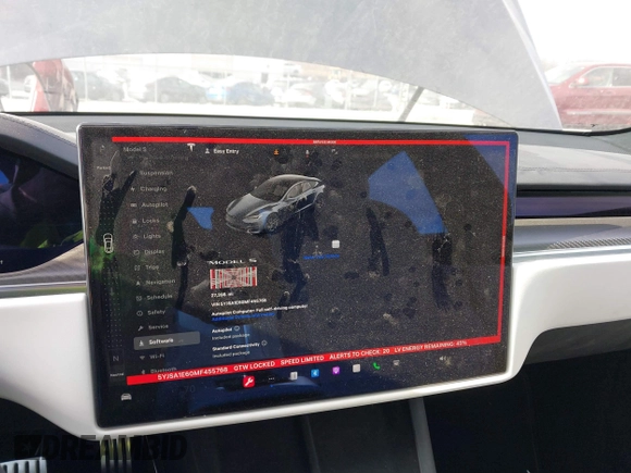2021 Tesla Model S Plaid with VIN 5YJSA1E60MF455768, listed as a IAAI auction lot 41603504 with 27,398 mi miles. Bid and sale history available at carsss.com. Image 18.