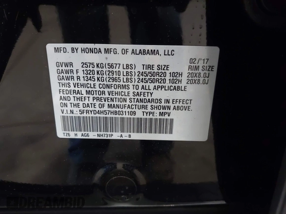 2017 Acura MDX Technology with VIN 5FRYD4H57HB031109, listed as a IAAI auction lot 42428908 with 44,095 mi miles and . Bid and sale history available at DreamBid. Image 9.