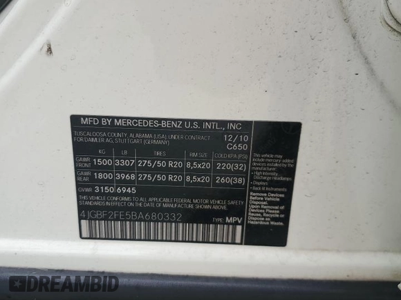 2011 Mercedes-Benz GL-Class GL 350 BlueTEC with VIN 4JGBF2FE5BA680332, listed as a Copart auction lot 74765094 with 0 mi miles and Salvage Title. Bid and sale history available at carsss.com. Image 13.