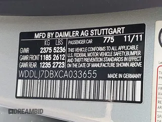 2012 Mercedes-Benz CLS 550 with VIN WDDLJ7DBXCA033655, listed as a IAAI auction lot 42252855 with 71,471 mi miles and . Bid and sale history available at DreamBid. Image 9.