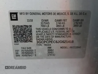 2018 Chevrolet Silverado 1500 Custom with VIN 3GCPCPEC6JG621418, listed as a Copart auction lot 55783255 with 140,264 mi miles and Salvage Title. Bid and sale history available at DreamBid. Image 12.