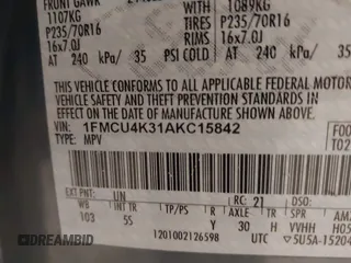 2010 Ford Escape Hybrid with VIN 1FMCU4K31AKC15842, listed as a IAAI auction lot 41332030 with 490,296 mi miles and . Bid and sale history available at DreamBid. Image 9.