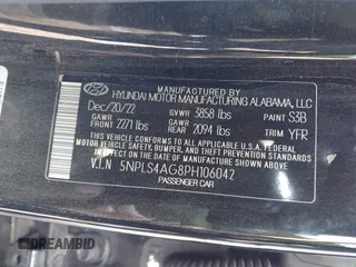 2023 Hyundai Elantra SEL with VIN 5NPLS4AG8PH106042, listed as a IAAI auction lot 42411420 with 54,206 mi miles and . Bid and sale history available at DreamBid. Image 9.