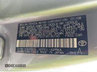 2008 Toyota Yaris with VIN JTDJT923185180160, listed as a IAAI auction lot 42169896 with 340,931 mi miles. Bid and sale history available at carsss.com. Image 9.