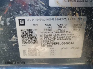 2020 Chevrolet Silverado 1500 Custom with VIN 3GCPWBEF1LG309594, listed as a Copart auction lot 47881835 with 124,433 mi miles and Salvage Title. Bid and sale history available at carsss.com. Image 14.