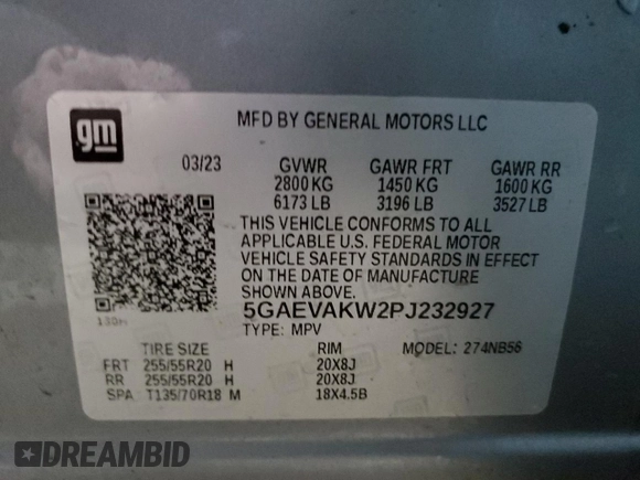 2023 Buick Enclave Essence with VIN 5GAEVAKW2PJ232927, listed as a Copart auction lot 81604454 with 67,848 mi miles and Salvage Title. Bid and sale history available at carsss.com. Image 13.
