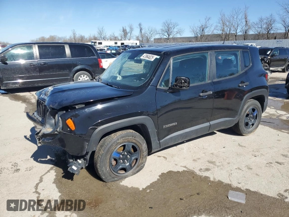 2017 Jeep Renegade Sport with VIN ZACCJAAH4HPG18240, listed as a Copart auction lot 47964625 with 107,192 mi miles and Salvage Title. Bid and sale history available at DreamBid. Image 1.
