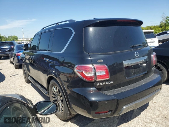 2019 Nissan Armada Platinum with VIN JN8AY2NE1K9756596, listed as a Copart auction lot 52228374 with Not Provided miles and Salvage Title. Bid and sale history available at carsss.com. Image 2.