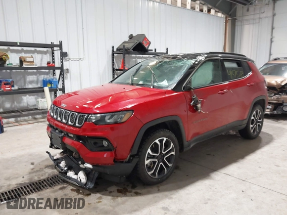 2023 Jeep Compass (RED) Edition with VIN 3C4NJDCN0PT514252, listed as a IAAI auction lot 41575768 with 25,156 mi miles and . Bid and sale history available at DreamBid. Image 6.