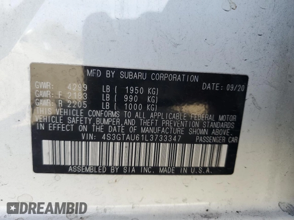 2020 Subaru Impreza Limited с VIN 4S3GTAU61L3733347, выставлен на аукционе Copart как лот 47240225 с пробегом 84 776 миль миль и Списание • Salvage title. История ставок и продаж доступна на DreamBid. Изображение 14.