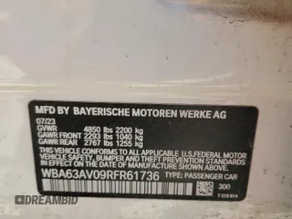 2024 BMW 4 Series 430i with VIN WBA63AV09RFR61736, listed as a Copart auction lot 52798015 with 45,705 mi miles and Salvage title. Bid and sale history available at DreamBid. Image 13.