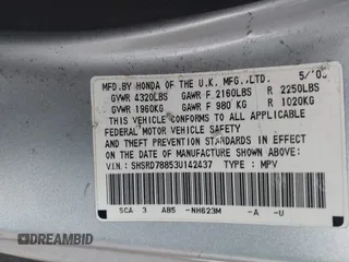 2003 Honda CR-V EX with VIN SHSRD78853U142437, listed as a IAAI auction lot 42015819 with 217,410 mi miles and . Bid and sale history available at carsss.com. Image 9.