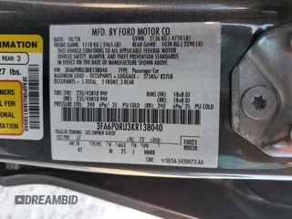 2019 Ford Fusion Hybrid Titanium with VIN 3FA6P0RU3KR138040, listed as a Copart auction lot 70843932 with 68,133 mi miles. Bid and sale history available at carsss.com. Image 14.