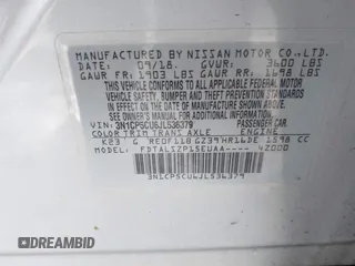 2018 Nissan Kicks S with VIN 3N1CP5CU6JL536379, listed as a IAAI auction lot 41523736 with 110,621 mi miles. Bid and sale history available at carsss.com. Image 9.