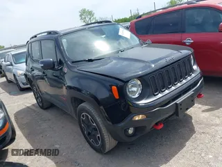 2016 Jeep Renegade Trailhawk with VIN ZACCJBCT3GPD11390, listed as a IAAI auction lot 42038160 with 91,302 mi miles and . Bid and sale history available at carsss.com. Image 1.