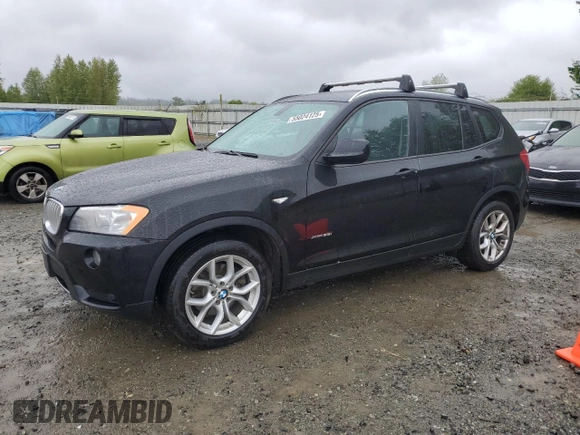 2013 BMW X3 xDrive28i with VIN 5UXWX9C52D0A31629, listed as a Copart auction lot 55024125 with 90,189 mi miles and Clean Title. Bid and sale history available at carsss.com. Image 1.