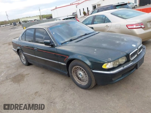 2001 BMW 7 Series 740iA with VIN WBAGG83451DN87732, listed as a IAAI auction lot 42083005 with 208,778 mi miles. Bid and sale history available at carsss.com. Image 1.