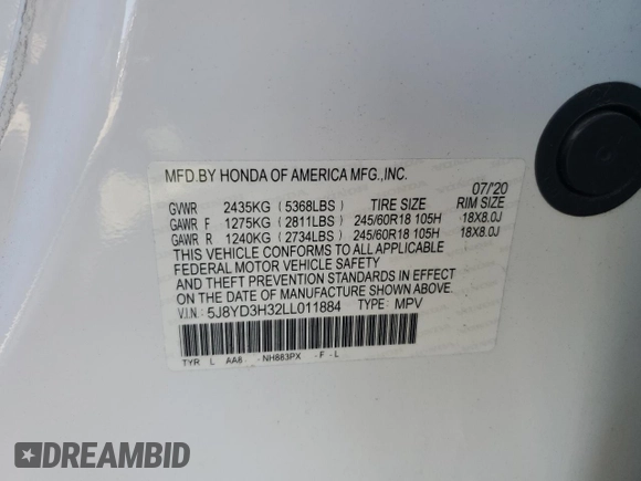 2020 Acura MDX с VIN 5J8YD3H32LL011884, выставлен на аукционе Copart как лот 57127515 с пробегом 90 924 миль миль и На запчасти • Non repairable. История ставок и продаж доступна на DreamBid. Изображение 13.