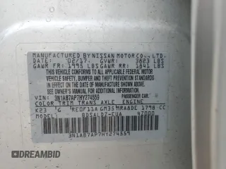 2017 Nissan Sentra S with VIN 3N1AB7AP7HY274559, listed as a Copart auction lot 49790835 with 127,446 mi miles and Salvage Title. Bid and sale history available at DreamBid. Image 12.
