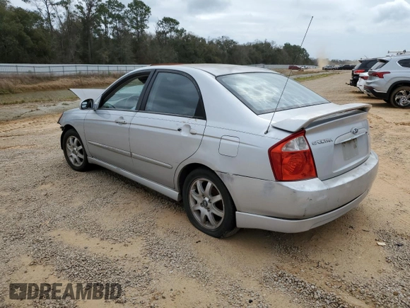 2005 Kia Spectra LX with VIN KNAFE121255202207, listed as a Copart auction lot 47648205 with 0 mi miles and Salvage Title. Bid and sale history available at carsss.com. Image 2.