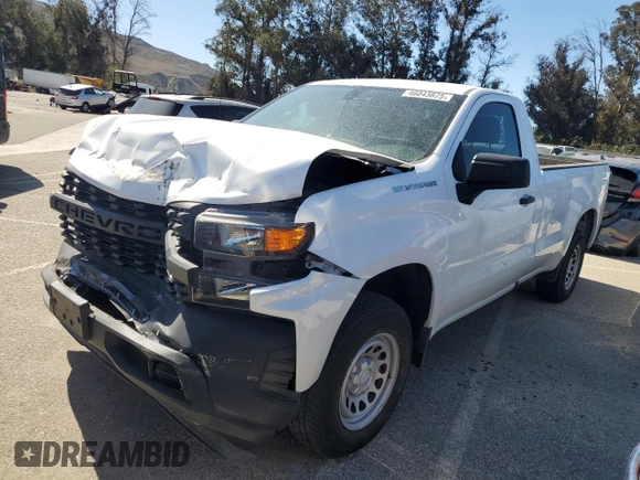 2020 Chevrolet Silverado 1500 Work Truck with VIN 3GCNWAEF9LG304824, listed as a Copart auction lot 46043875 with 21,479 mi miles and Salvage Title. Bid and sale history available at carsss.com. Image 1.