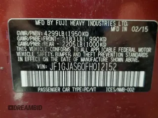 2015 Subaru Impreza Limited with VIN JF1GJAS60FH012152, listed as a Copart auction lot 59103125 with 131,507 mi miles and Salvage title. Bid and sale history available at DreamBid. Image 13.