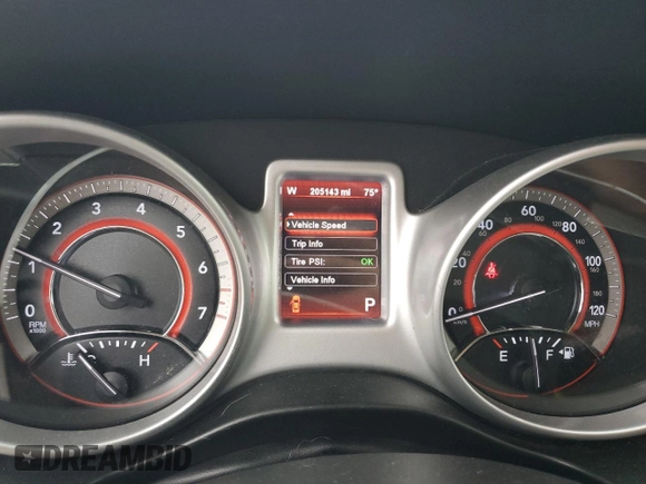 2012 Dodge Journey SXT with VIN 3C4PDDBG1CT241674, listed as a Copart auction lot 65224625 with 205,143 mi miles and Salvage title. Bid and sale history available at DreamBid. Image 9.