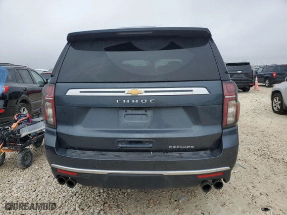 2021 Chevrolet Tahoe Premier with VIN 1GNSKSKDXMR259795, listed as a Copart auction lot 43608725 with 92,897 mi miles and Salvage Title. Bid and sale history available at carsss.com. Image 6.