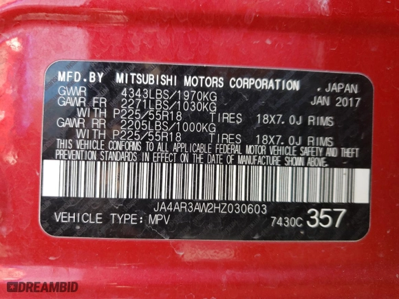 2017 Mitsubishi Outlander Sport SE 2.4 with VIN JA4AR3AW2HZ030603, listed as a Copart auction lot 46415995 with 116,413 mi miles and Salvage Title. Bid and sale history available at carsss.com. Image 14.