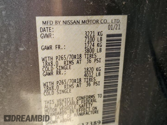 2021 Nissan Titan S с VIN 1N6AA1EE5MN517389, выставлен на аукционе Copart как лот 54972795 с пробегом 84 375 миль миль и Списание • Salvage title. История ставок и продаж доступна на DreamBid. Изображение 12.