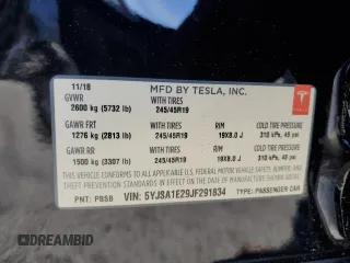 2018 Tesla Model S 75D с VIN 5YJSA1E29JF291834, выставлен на аукционе Copart как лот 55353725 с пробегом 26 871 миль миль и Списание • Salvage title. История ставок и продаж доступна на DreamBid. Изображение 12.