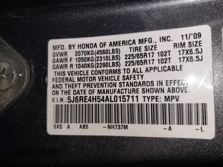 2010 Honda CR-V EX with VIN 5J6RE4H54AL015711, listed as a IAAI auction lot 42144742 with 1 mi miles. Bid and sale history available at carsss.com. Image 9.