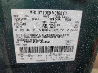 2007 Ford F-150 XLT with VIN 1FTPX14597FA50022, listed as a Copart auction lot 56329335 with 139,500 mi miles and Salvage title. Bid and sale history available at DreamBid. Image 12.