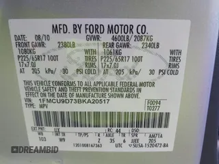 2011 Ford Escape XLT с VIN 1FMCU9D73BKA20517, выставлен на аукционе IAAI как лот 42810371 с пробегом 82 758 миль миль и . История ставок и продаж доступна на DreamBid. Изображение 9.