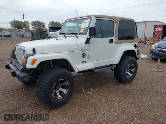 2001 Jeep Wrangler Sahara with VIN 1J4FA59S71P365271, listed as a IAAI auction lot 41889948 with 144,357 mi miles. Bid and sale history available at carsss.com. Image 2.