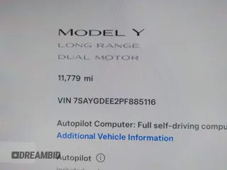 2023 Tesla Model Y Long Range z VIN 7SAYGDEE2PF885116, wystawiony jako IAAI lot #40091902 z przebiegiem 11 779 mil mil oraz . Historia ofert i sprzedaży dostępna na DreamBid. Obrazek 7.